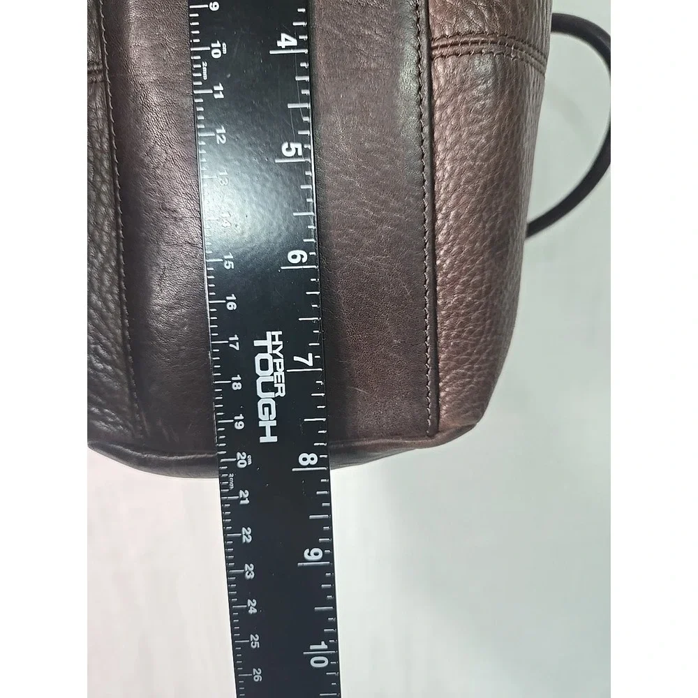 VTG Fossil Brown Pebbled Leather‎ Pockets Top Handle Small Satchel Crossbody Bag